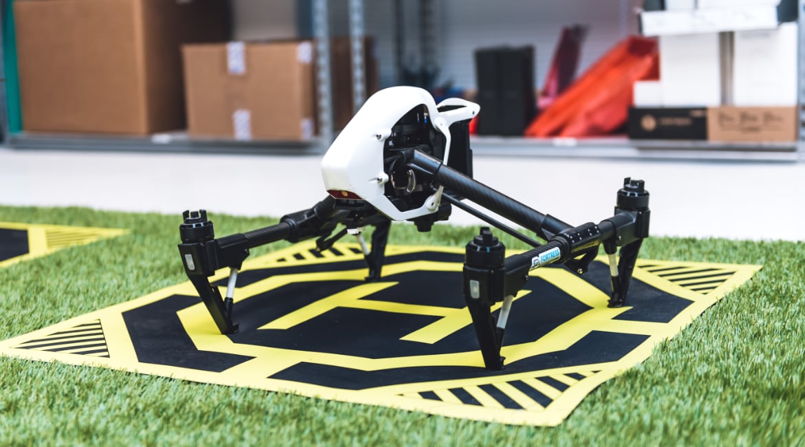 Drone on landing pad